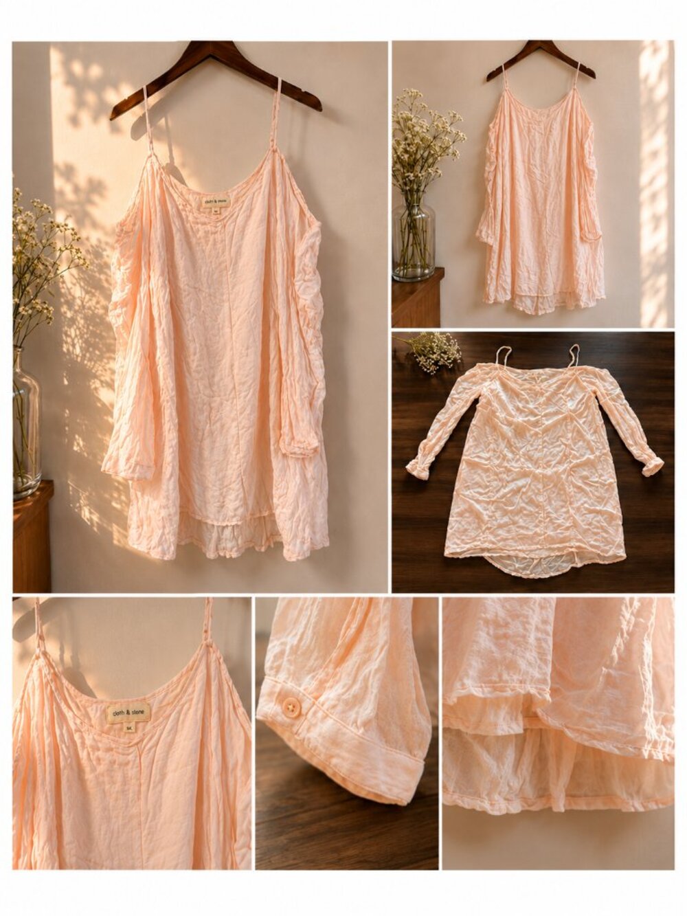 Cloth & Stone Blush Pink Cold Shoulder Tunic Dress | Size M | Boho Flowy